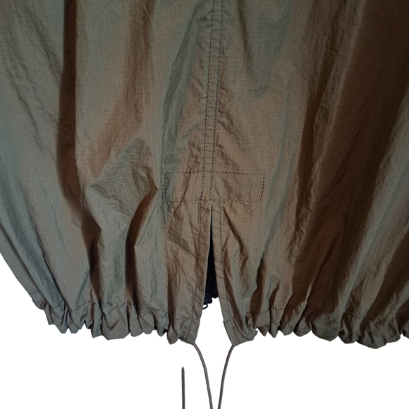 GAP FIT long lightweight jacket army green nylon hooded water resistant zip SM - Picture 8 of 9